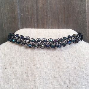 NWOT - Trendy Beaded Black Stretch Choker